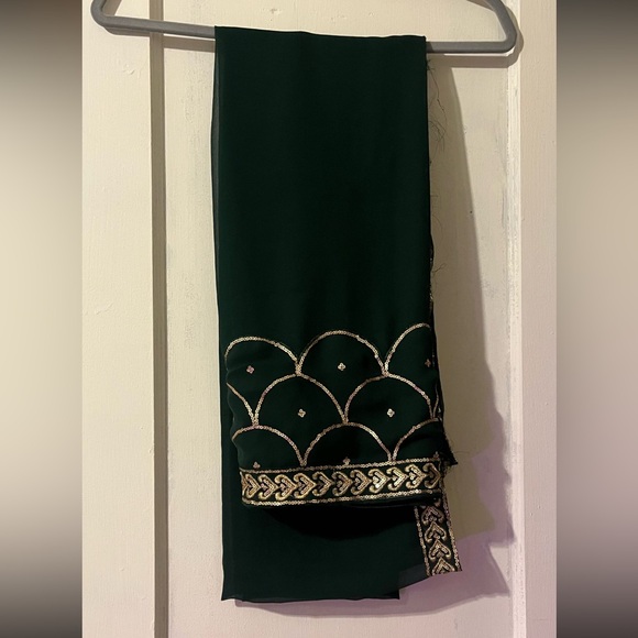 Elegant Green Embroidered Dress - Picture 3 of 3